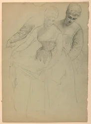 Dibujo, Mujer de pie, separada, 1860