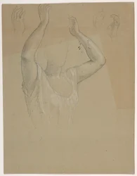 Dibujo, Mujer con las manos en alto A, 1844-45