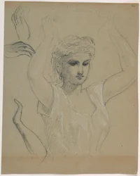 Dibujo, Mujer con las manos en alto A, 1844-45
