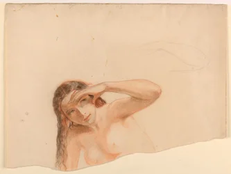 Desnudo femenino con la mano izquierda