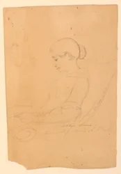 Estudio de retrato de Annie A. Brush, sentada de perfil