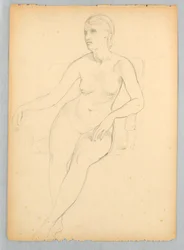 Estudio de desnudo sentado para retrato de Helen Hamersley