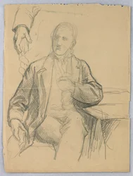 Boceto de hombre sentado en sillón