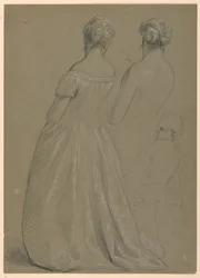 Estudios de mujer de pie para "La Corte Republicana" (Día de Recepción de Lady Washington)