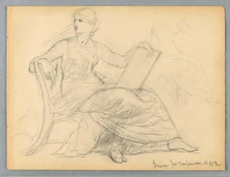 Estudio de una mujer sentada para el tímpano de la National Academy of Design