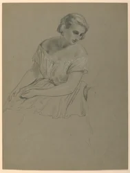 Estudio de mujer sentada para "La corte republicana" (Día de recepción de Lady Washington)