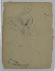 Estudio de Mujer de Pie para "La Corte Republicana" (Día de Recepción de Lady Washington)