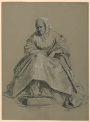 Estudio de una Mujer Sentada para "La Corte Republicana" (Día de Recepción de Lady Washington)