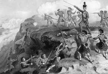 Los Highlanders atacando el reducto ruso, Batalla del Alma, 1854, 1857