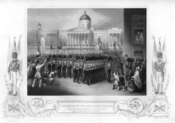 La partida de los Guardias Granaderos, Trafalgar Square, Londres, 1854