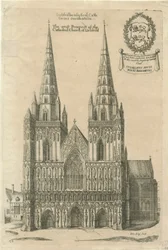 Catedral de Lichfield - Fachada Oeste: grabado, s.f. [?finales del siglo XVII]