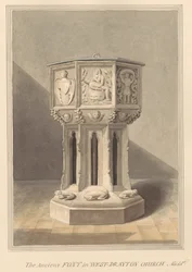 Fuente antigua en la iglesia de West Drayton, Middlesex
