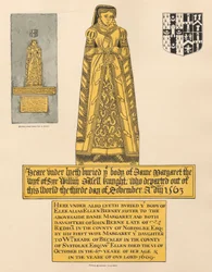 Placa de latón para Dame Margaret Dalett y Ellen Berney, de la iglesia de Beckenham
