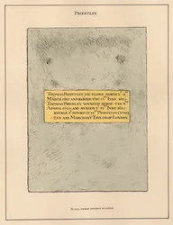 Placa de latón con la inscripción Thomas Priestly el Viejo y el Joven de la iglesia de Hornsey