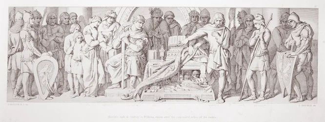 El juramento de fidelidad de Harold a William, jurado sobre las reliquias ocultas de los santos, de 