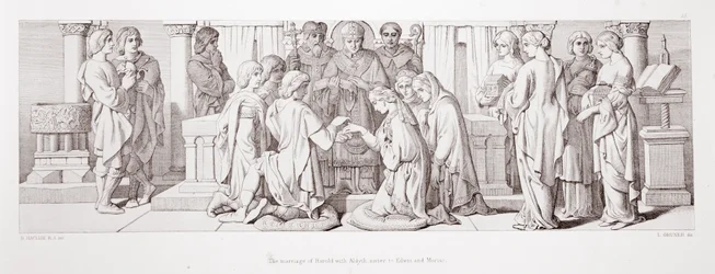El matrimonio de Harold con Aldyth, hermana de Edwin y Morcar, de 