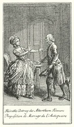 Propuesta de matrimonio del anticuario (grabado)