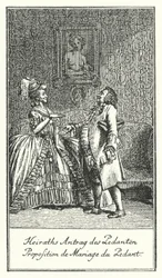 Propuesta de matrimonio del pedante (grabado)