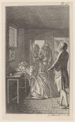 Belford encuentra a Clarisse durante su visita a la prisión, en la mazmorra del esbirro Rowland