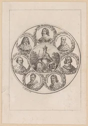 Germania con los retratos del emperador Fernando III y de seis príncipes electores de la época de la Guerra de los Treinta Años