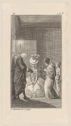 Lady Vincent, acompañada de Lady Brunk, Whitefield y un clérigo, entra en la sala
