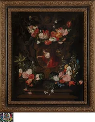 Corona floral con María Magdalena