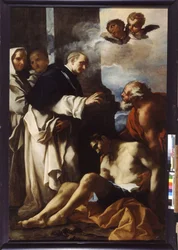 San Anthelmus cuidando a un hombre enfermo