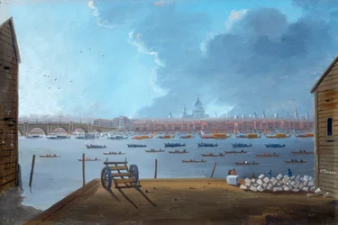 El cortejo fúnebre de Lord Nelson en el Támesis