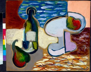 "Bodegón con una pera" (Bodegón con una pera) Pintura de Vladimir Baranov-Rossine (Baranov Rossine) (1888-1942) hacia 1927 Dim 28x35 cm Colección particular