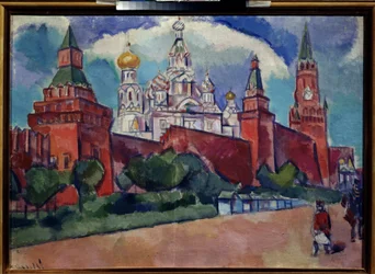 Plaza Roja con la Catedral de San Basilio en Moscú, hacia 1910 (óleo sobre lienzo)