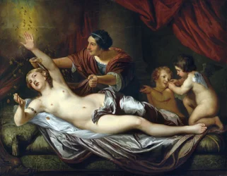 Danae par Mytens (Mijtens), Daniel, el Joven (1644-1688). Óleo sobre lienzo, tamaño : 143x183,5, Segunda mitad del siglo XVII, Colección privada