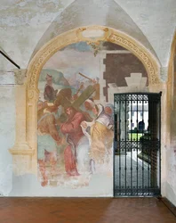 Jesús con la cruz hacia el Calvario y el encuentro con las Santas Mujeres