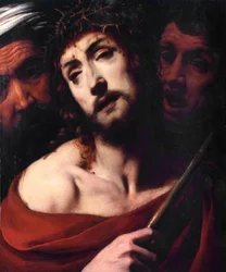 El escarnio de Cristo El rostro de Cristo sufriente tiene espinas. Pintura de Daniele Crespi (1598-1630) Siglo XVII Basílica San Giovanni, Busto Arsizio Italia