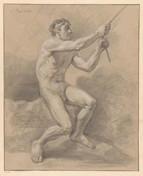 Desnudo masculino sentado, vista lateral (1er premio 1777)