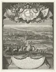 Conquista de Maastricht por los franceses el 30 de junio de 1673 Mastrich (título sobre el objeto) Grandes Conquêtes du Roi (título de la serie)