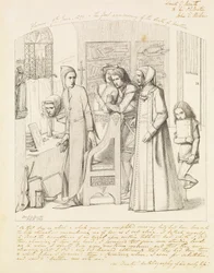 Dante dibujando un ángel en el primer aniversario de la muerte de Beatriz, 1848-9