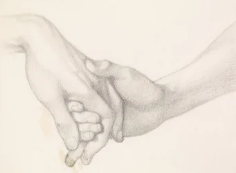 El Sueño de Dante en el Momento de la Muerte de Beatriz - Estudio de Dante Sosteniendo la Mano del Amor