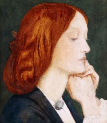 Retrato de Elizabeth Siddal, de perfil a la derecha