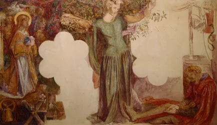 Sir Lancelot impedido, por su pecado, de entrar en la Capilla del Santo Grial