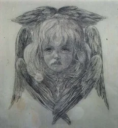 Estudio para la cabeza de un ángel niño en 