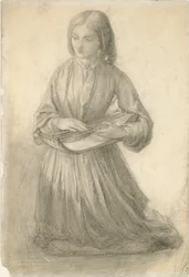 Elizabeth Siddal tocando un instrumento de cuerda, c1852