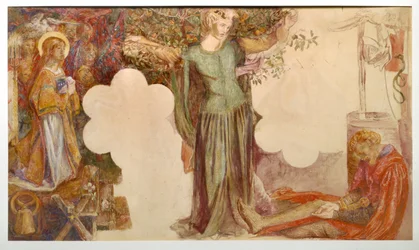 Visión de Sir Lancelot del Sanc Grael: Estudio para la pintura al fresco en la Unión de Estudiantes de Oxford