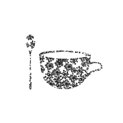 Taza con copos de nieve monocromáticos