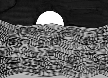 La luna sobre el mar ondulado