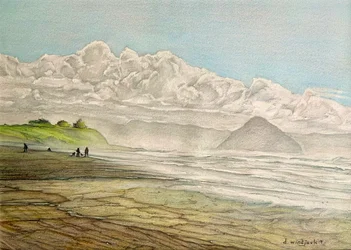 California Coastline, 2017 (lápiz, tinta y acrílico sobre papel)