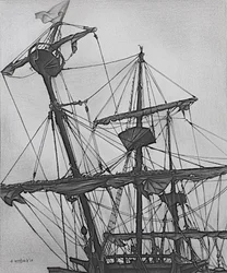 Galeón fantasmal, 2017 (lápiz, tinta sobre papel)
