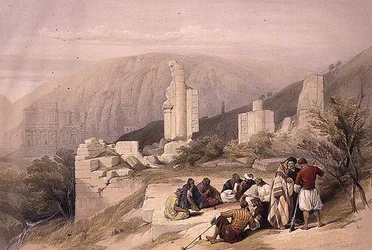 Restos de un arco triunfal en Petra, 8 de marzo de 1839, lámina 100 del Volumen III de 