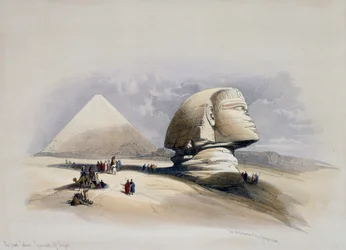 Vista de la Necrópolis de Giza, grabado del diseño de David Roberts (1796-1864)
