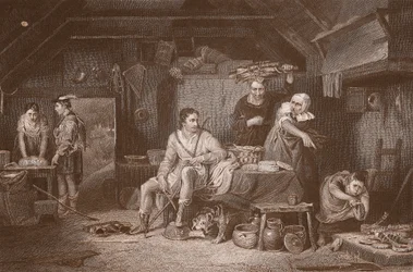 Alfredo en la Cabaña del Vaquero, grabado por A.H. Payne