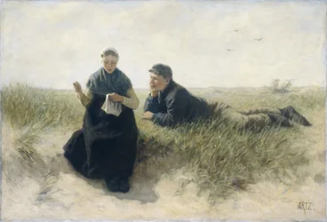 Niño y niña en las dunas